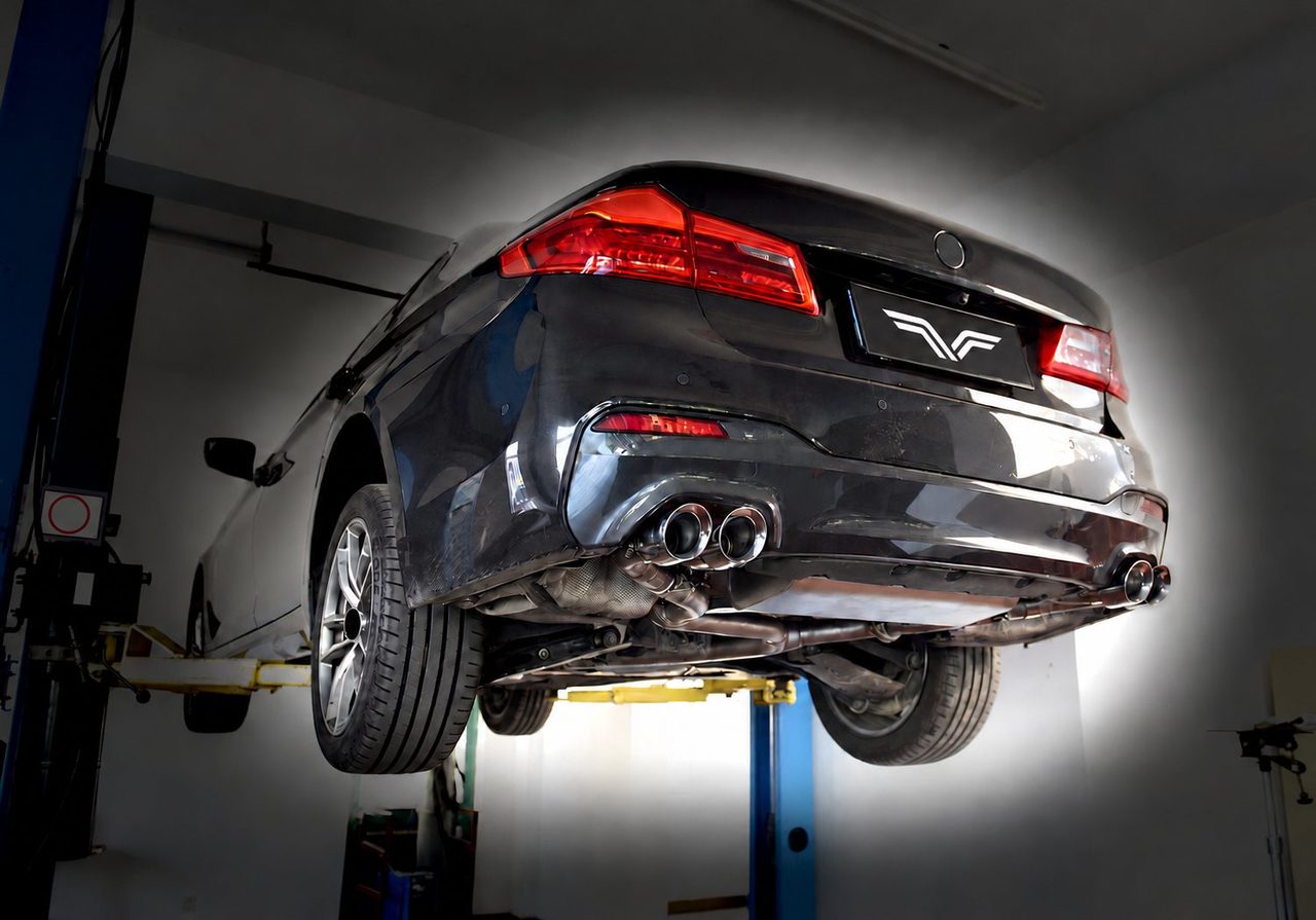 BMW G38 530Li Cat-Back, Carbon-Endrohre