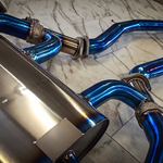 BMW G80 M3 Titanium Cat-back, blue finish — 5