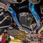 BMW G80 M3 Titanium Cat-back, blue finish — 7