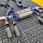 BMW G80 M3 Titanium Cat-back, blue finish — 10