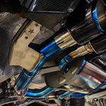 BMW G80 M3 Titanium Cat-back, blue finish — 2