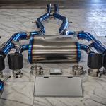 BMW G80 M3 Titanium Cat-back, blue finish — 3