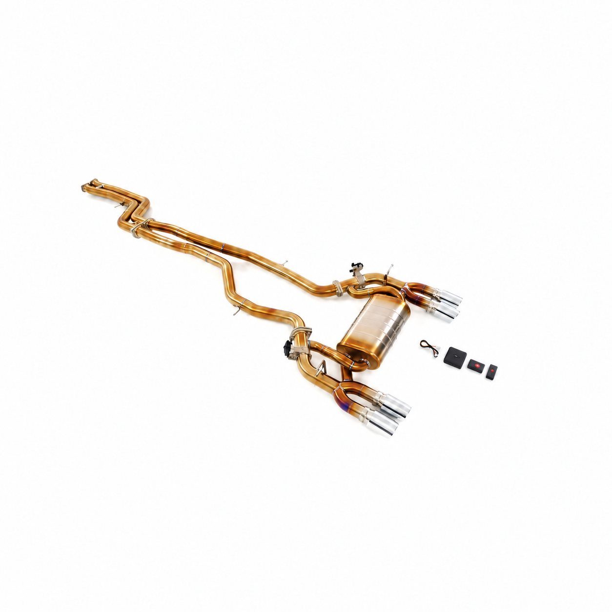 BMW M2C 3.0T Cat-Back aus Titan, Finish gold