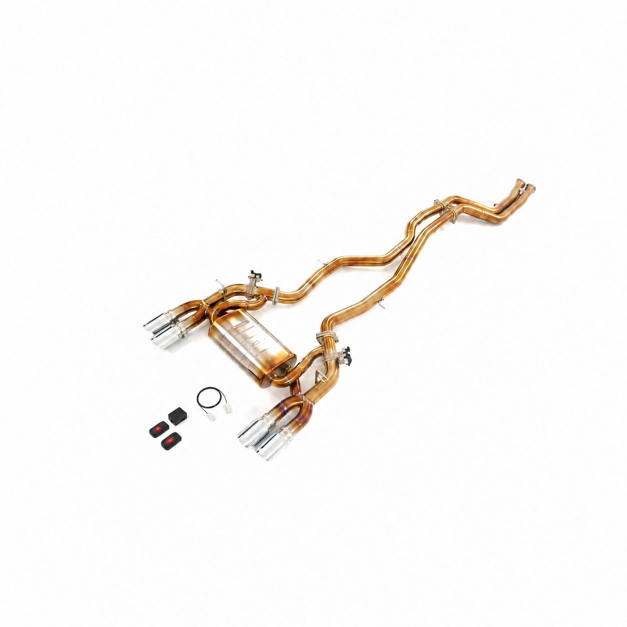BMW M2C 3.0T Cat-Back aus Titan, Finish gold