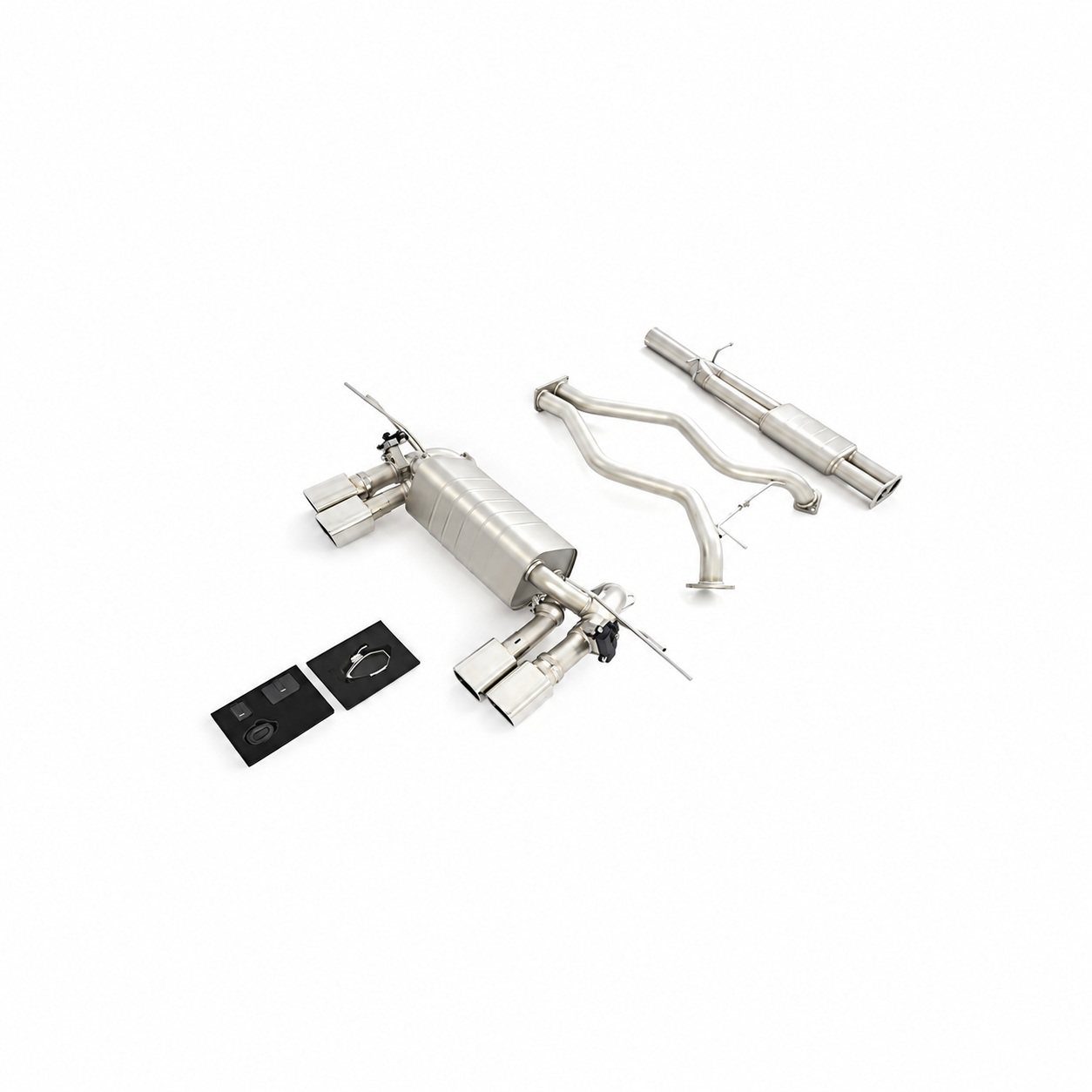 Land Rover Defender Stainless Cat-back, quad square tips