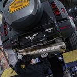 Land Rover Defender Stainless Cat-back, quad square tips — 4