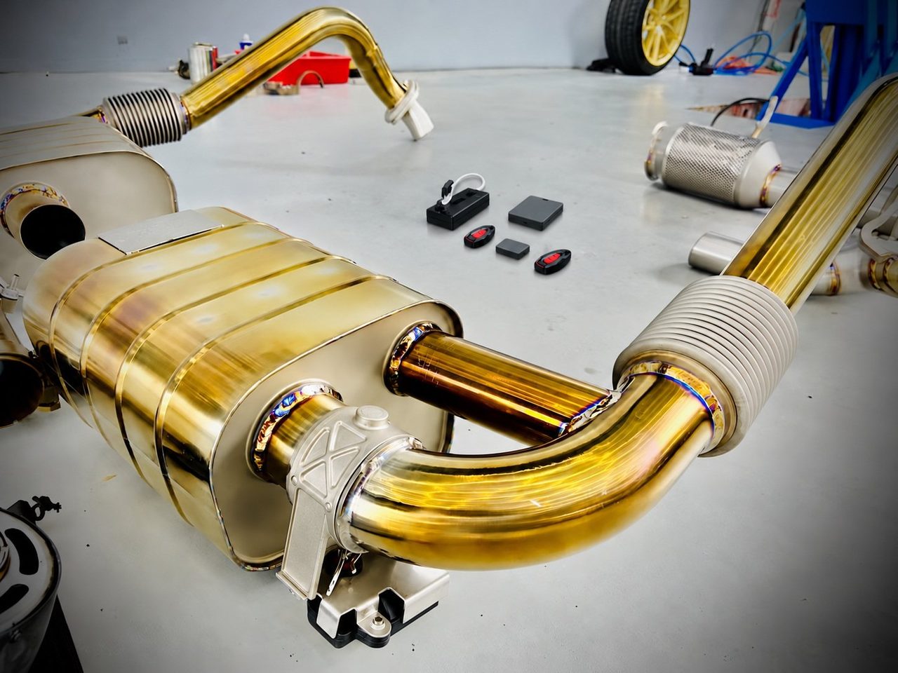 Porsche 718 2.0T / 2.5T Titanium Rear section, gold finish