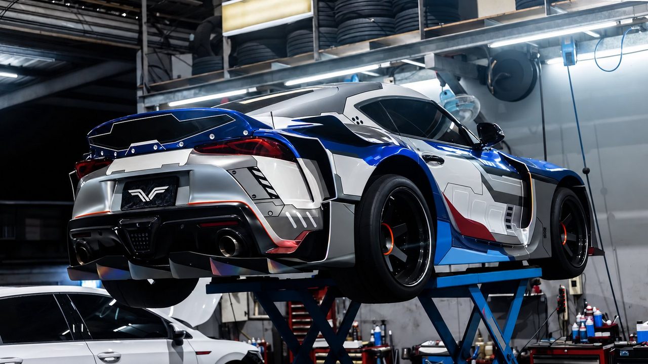 Toyota Supra 3.0T Cat-Back aus Titan, Finish violett